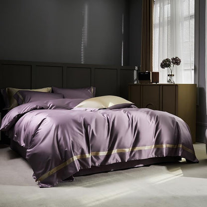Manya Dusty Lavender Reversible Egyptian Cotton Silk Bedding Set