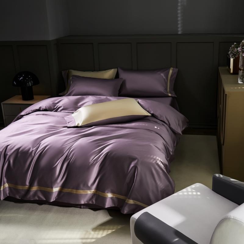 Manya Dusty Lavender Reversible Egyptian Cotton Silk Bedding Set
