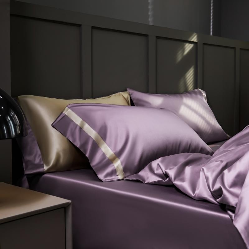 Manya Dusty Lavender Reversible Egyptian Cotton Silk Bedding Set