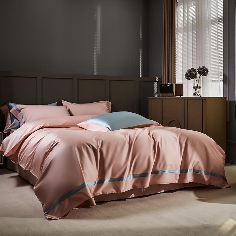 Manya Mocha Rose Reversible Egyptian Cotton Silk Bedding Set
