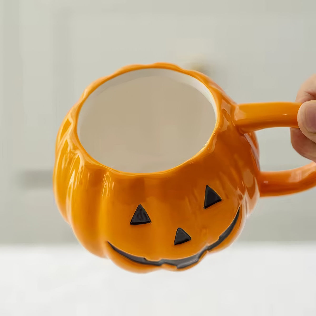 Pumpkin Witch Hat Ceramic Mug with Lid