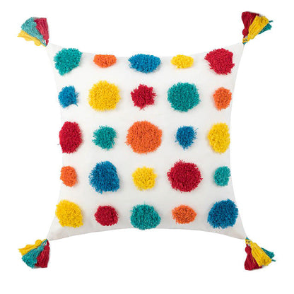 Rainbow Tassels Cushion Cover embroidered rainbow SUB CATEGORY_Cushion Covers