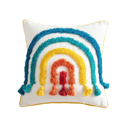 Rainbow Tassels Cushion Cover embroidered rainbow SUB CATEGORY_Cushion Covers