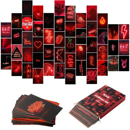 Red Neon Wall Collage Cards AESTHETIC_eGirl SUB CATEGORY_Poster Cards