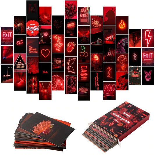 Red Neon Wall Collage Cards AESTHETIC_eGirl SUB CATEGORY_Poster Cards