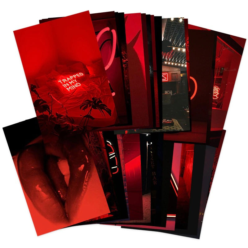 Red Neon Wall Collage Cards AESTHETIC_eGirl SUB CATEGORY_Poster Cards