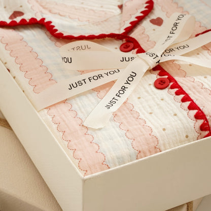 Stitched Edge Red Hearts Pajama Set