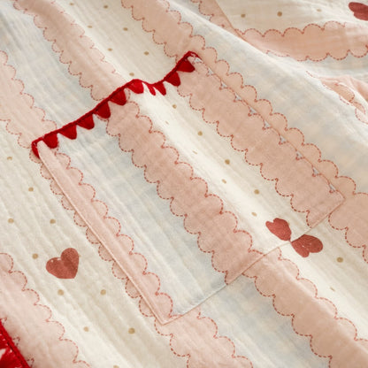 Stitched Edge Red Hearts Pajama Set