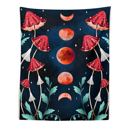 Red Moon Mushrooms Tapestry AESTHETIC_Fairycore AESTHETIC_Mushroom AESTHETIC_Witchcore fairy SUB CATEGORY_Tapestries