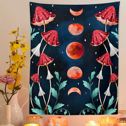 Red Moon Mushrooms Tapestry AESTHETIC_Fairycore AESTHETIC_Mushroom AESTHETIC_Witchcore fairy SUB CATEGORY_Tapestries