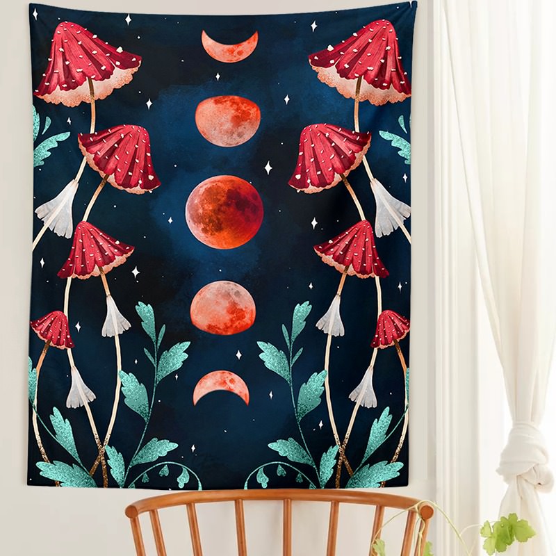 Red Moon Mushrooms Tapestry AESTHETIC_Fairycore AESTHETIC_Mushroom AESTHETIC_Witchcore fairy SUB CATEGORY_Tapestries