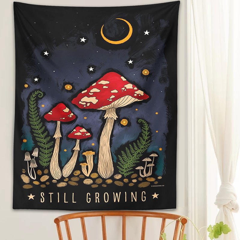 Still Growing Mushroom Tapestry fairycore mystery