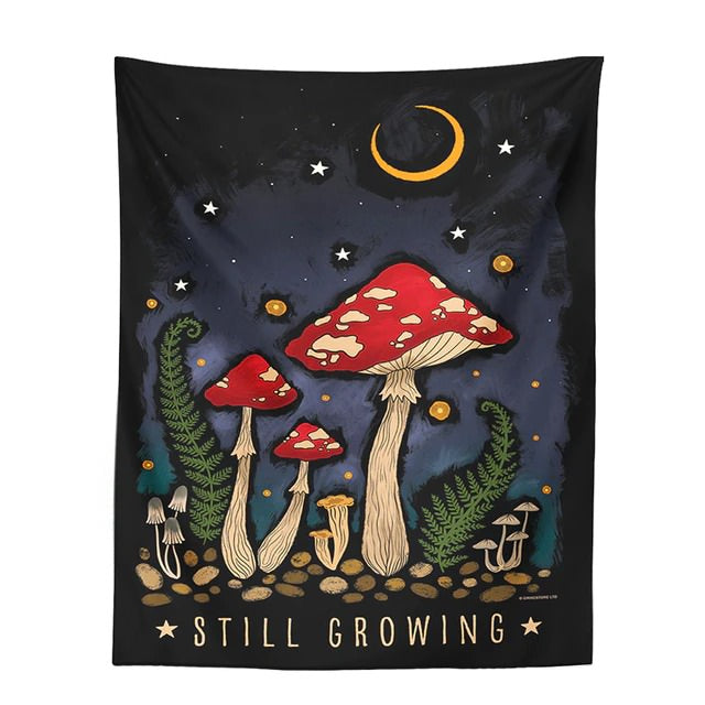 Still Growing Mushroom Tapestry fairycore mystery