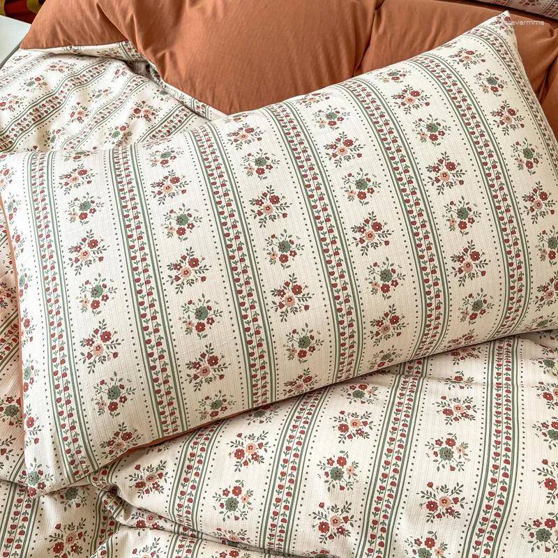 Retro Brown Floral Print Bedding Set bed sheet bedsheets coquette cottagecore