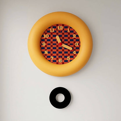 Retro Schachbrett Minimalistische Runde Wanduhr