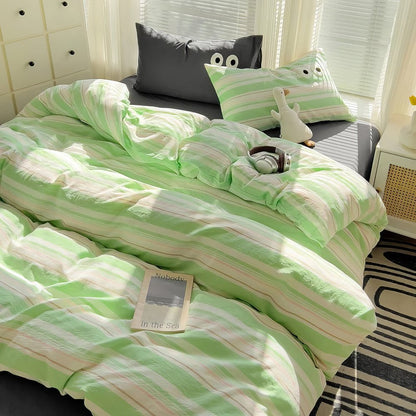 Pastel Retro Striped Bedding Set