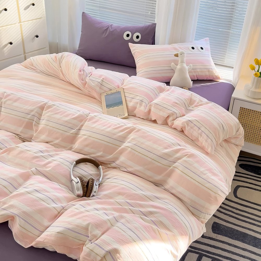 Pastel Retro Striped Bedding Set