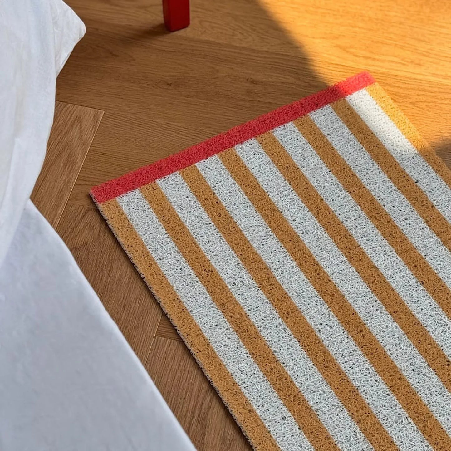 Textured Striped PVC Coil Accent Rug