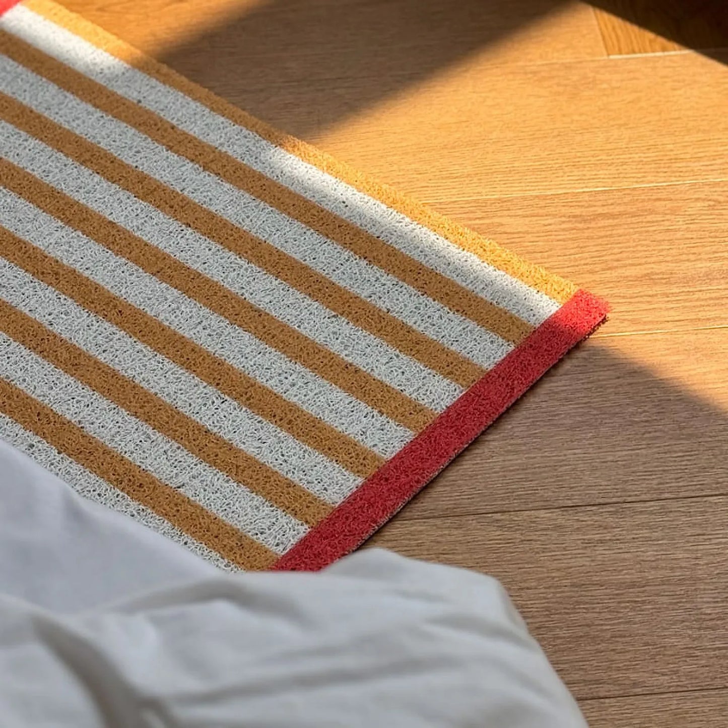 Textured Striped PVC Coil Accent Rug