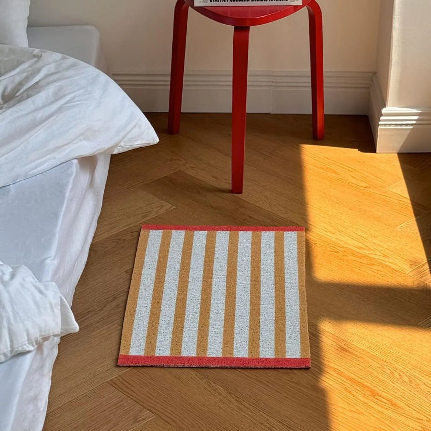 Textured Striped PVC Coil Accent Rug