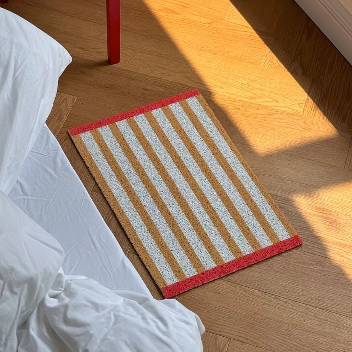 Textured Striped PVC Coil Accent Rug