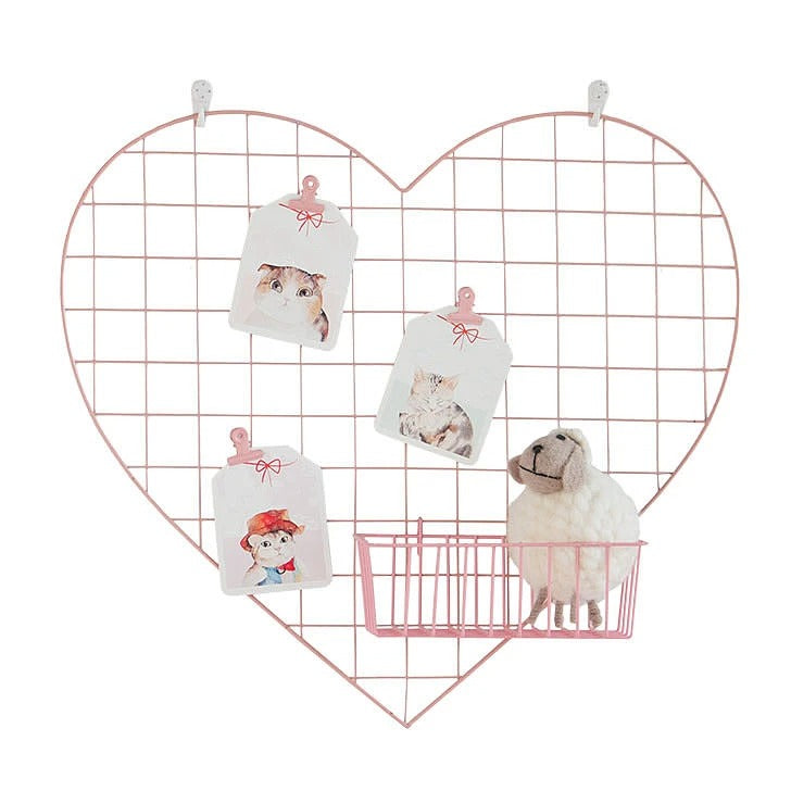 Heart Grid Wall Organizer/Photo Display AESTHETIC_Soft Girl SUB CATEGORY_Photo Displays