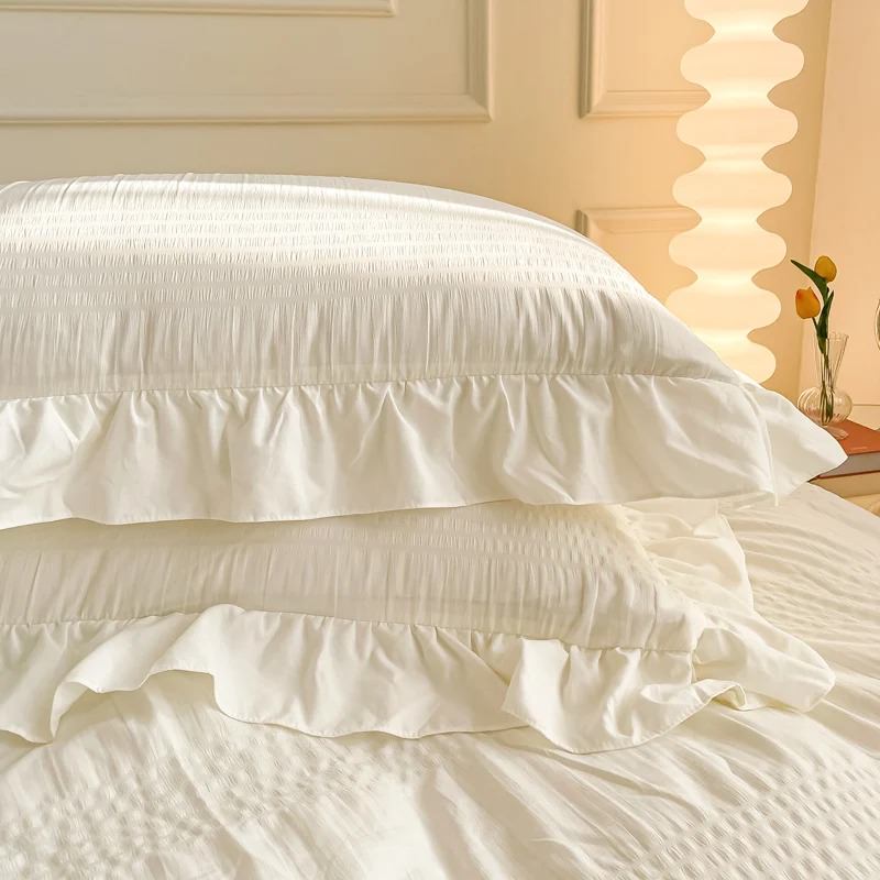 Ruffled Seersucker Cute Bedding Set