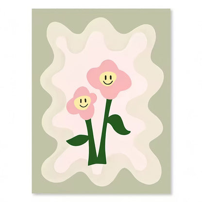 Wellige Pop-Leinwandposter in Salbeigrün