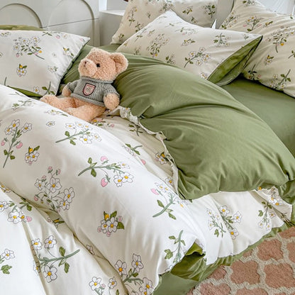 Sage Green Wildflowers Bedding Set bed sheet bedsheets cottagecore