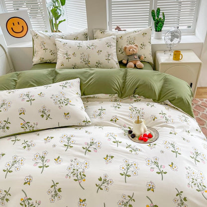 Sage Green Wildflowers Bedding Set bed sheet bedsheets cottagecore