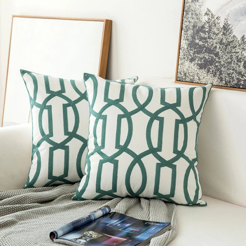 Sage Green Patterns Cushion Cover boho