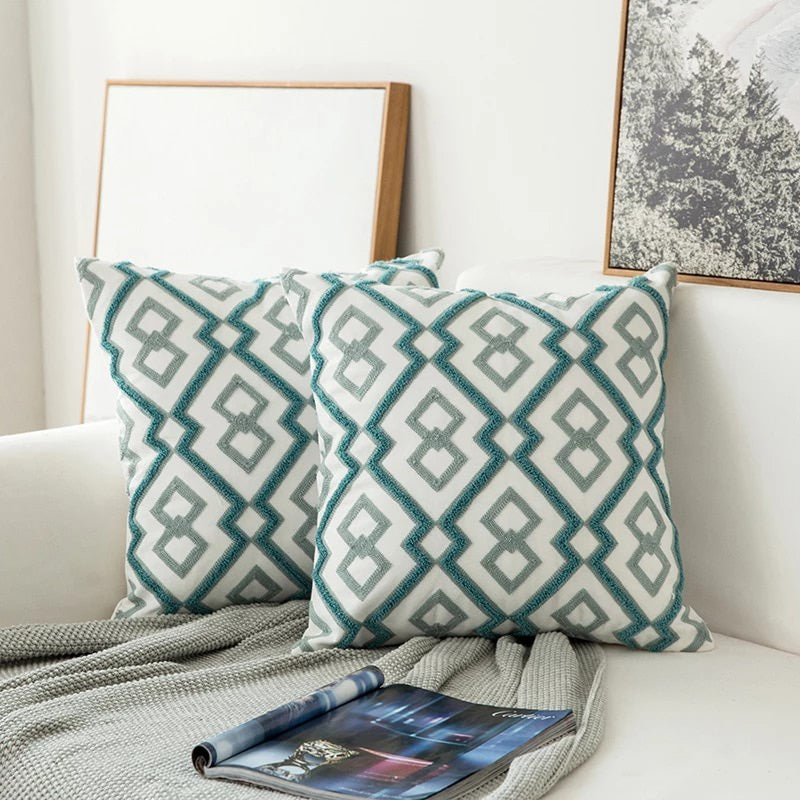 Sage Green Patterns Cushion Cover boho