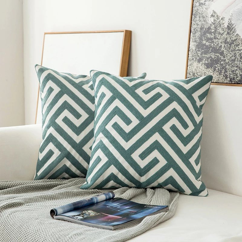 Sage Green Patterns Cushion Cover boho