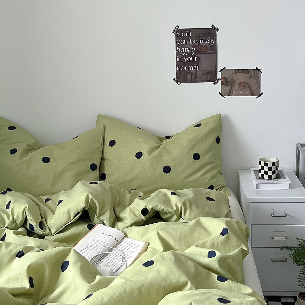 Sage Green Polka Dot Bedding Set