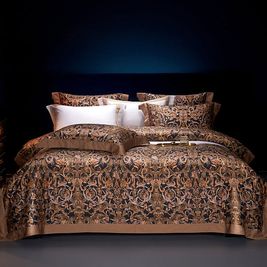 Caspian Baroque Egyptian Cotton Bedding Set allsheets Bedding Bedding set botanical California King size bedding Color_Black Color_Brown cotton Cover Double Duvet Egyptian King size bedding Material_Egyptian Cotton Queen size bedding Set Silky Size_California King Size_Double Size_King Size_Queen Size_Super King Size_USA King Size_USA Queen style superking Thread Count_600TC us USA King size bedding USAQUEEN