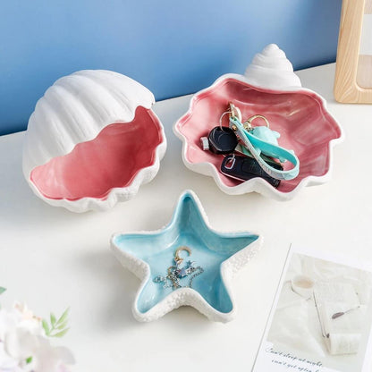 Seashell Ceramic Jewelry Tray crystal organizer tray