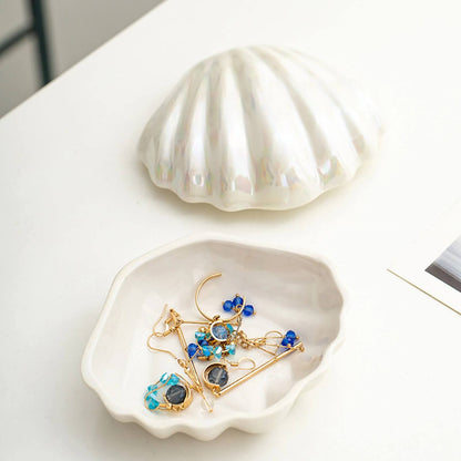 Clam Shell Ceramic Jewelry Storage organizer storage