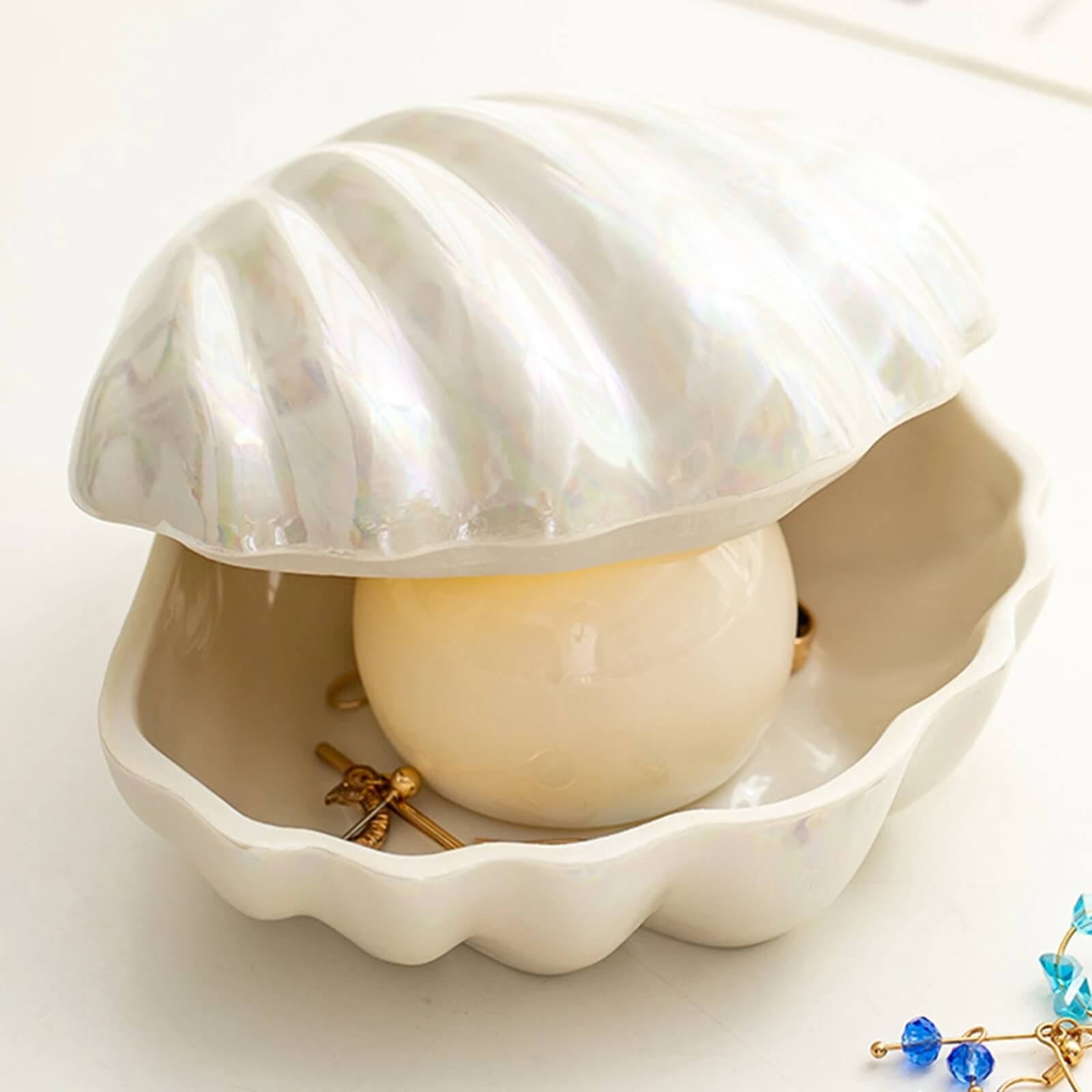 Clam Shell Ceramic Jewelry Storage organizer storage