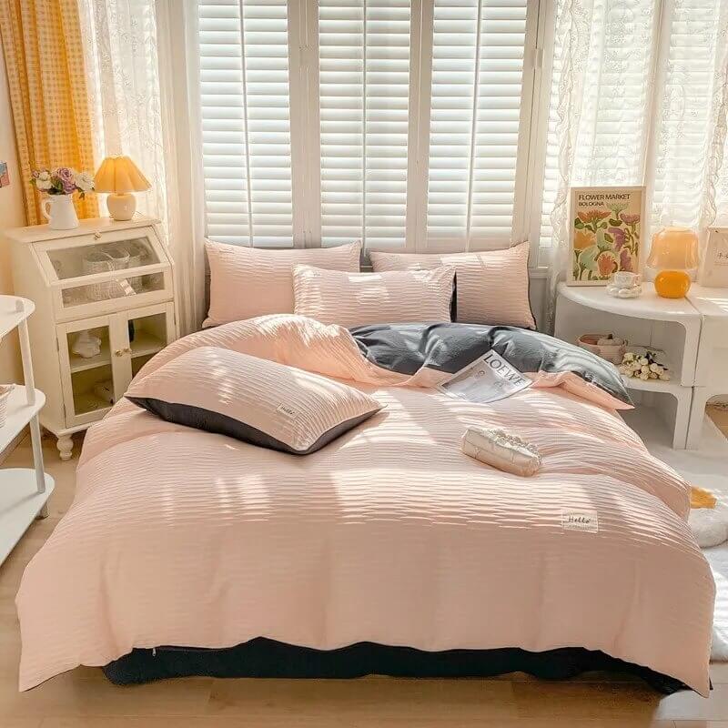 Seersucker Fabric Bedding Set bed sheet bedsheets duvet cover pastel pastel bedding pastel sheets