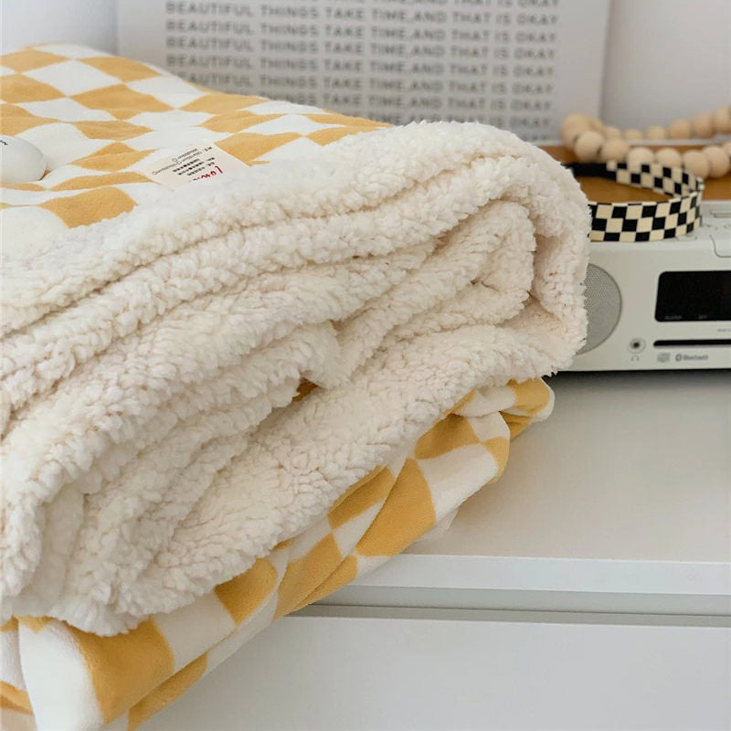 Checkered Fluffy Blanket cover quilt SUB CATEGORY_Throw Blankets