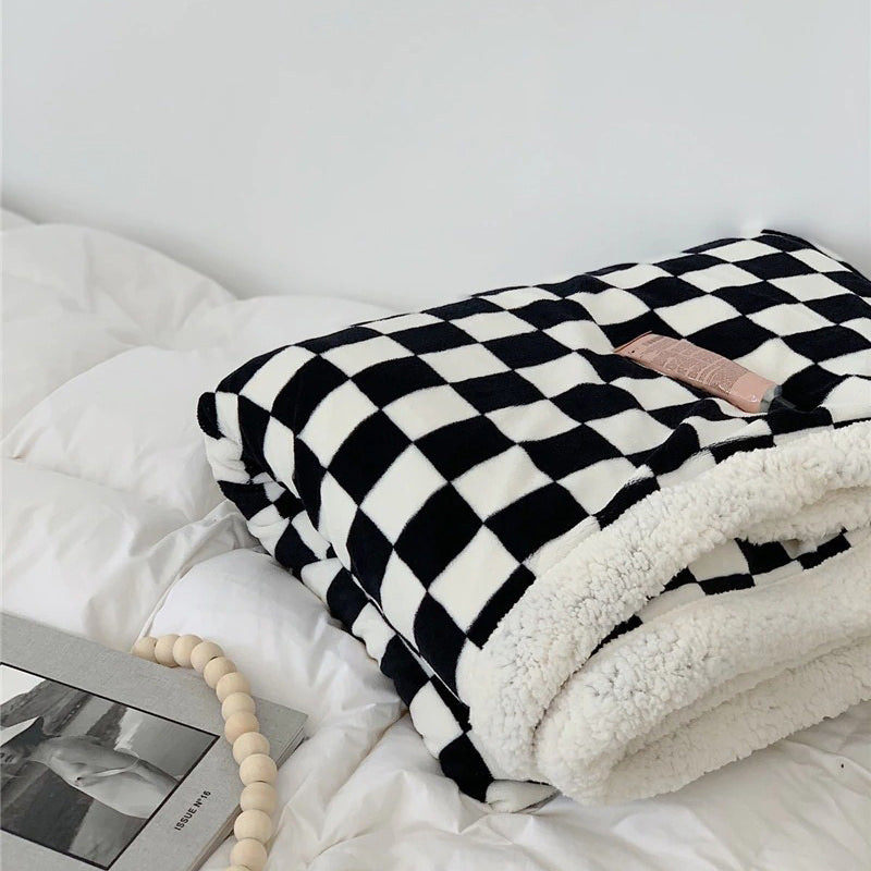 Checkered Fluffy Blanket cover quilt SUB CATEGORY_Throw Blankets