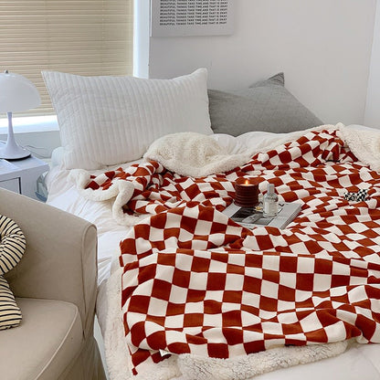 Checkered Fluffy Blanket cover quilt SUB CATEGORY_Throw Blankets