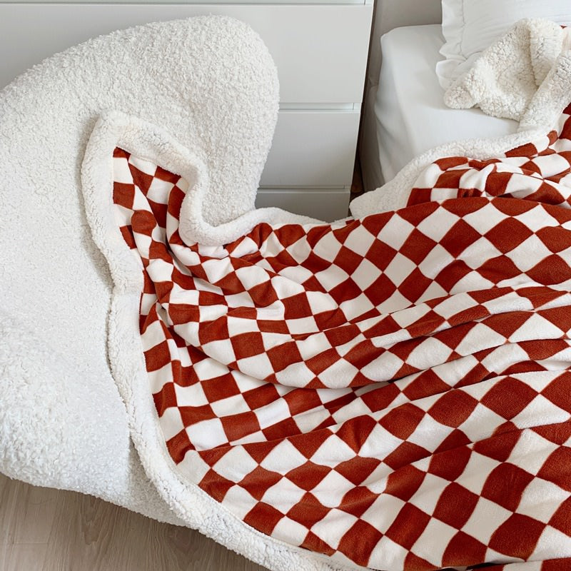 Checkered Fluffy Blanket cover quilt SUB CATEGORY_Throw Blankets