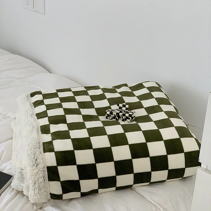 Checkered Fluffy Blanket cover quilt SUB CATEGORY_Throw Blankets