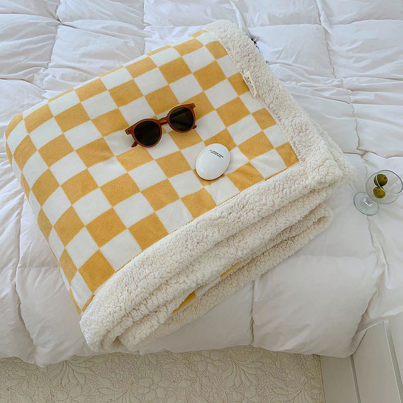 Checkered Fluffy Blanket cover quilt SUB CATEGORY_Throw Blankets