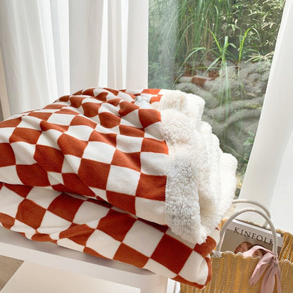 Checkered Fluffy Blanket cover quilt SUB CATEGORY_Throw Blankets