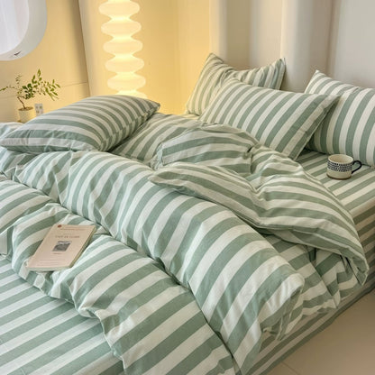 Simple Pastel Striped Bedding Set