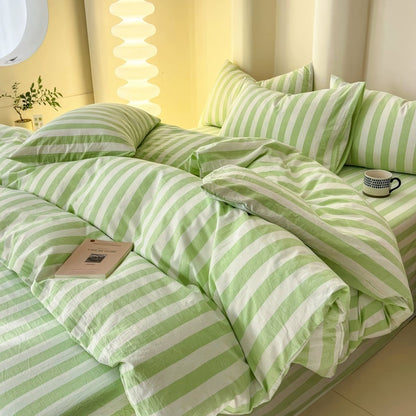 Simple Pastel Striped Bedding Set