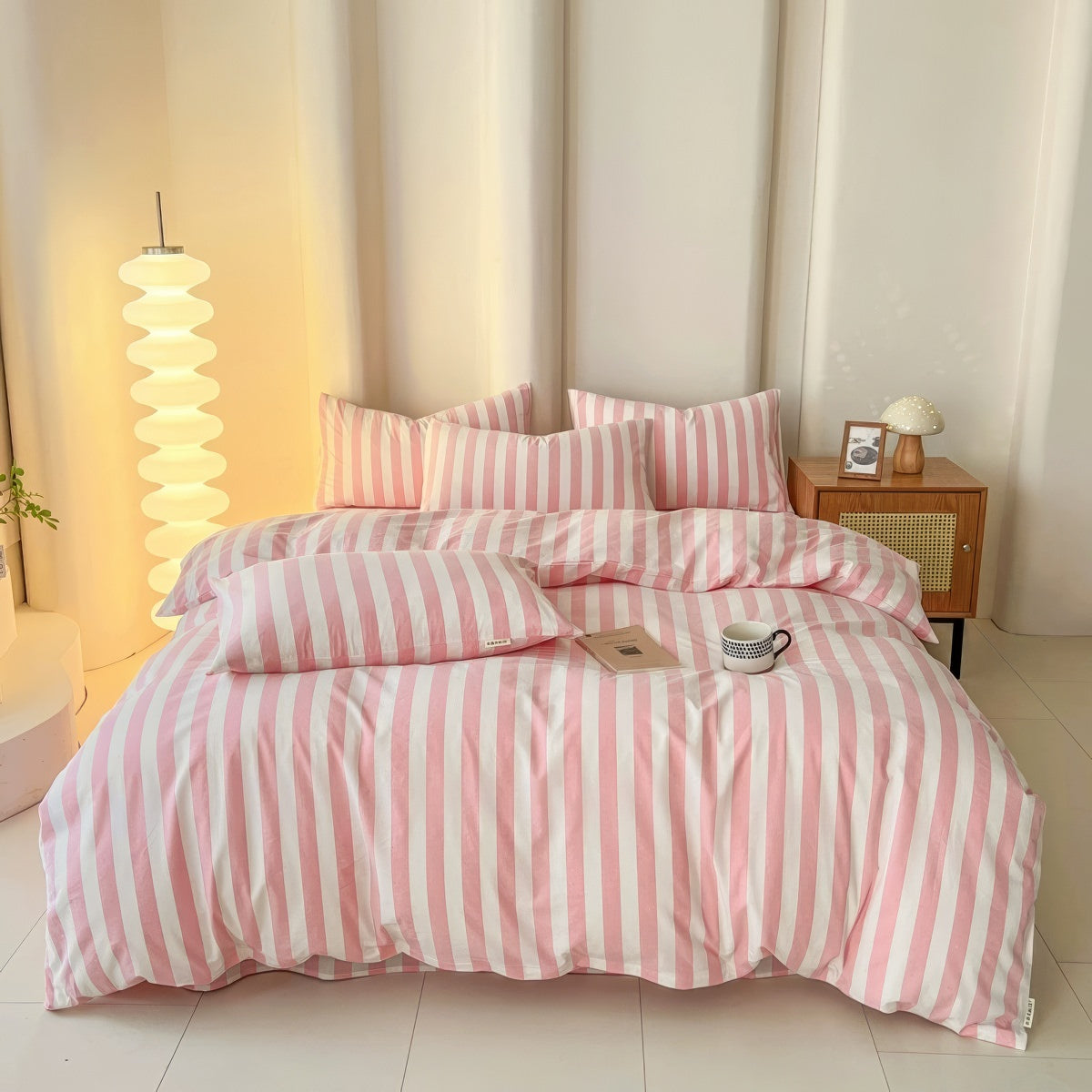 Simple Pastel Striped Bedding Set