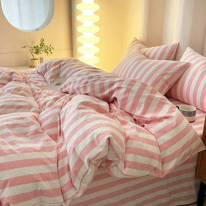 Simple Pastel Striped Bedding Set